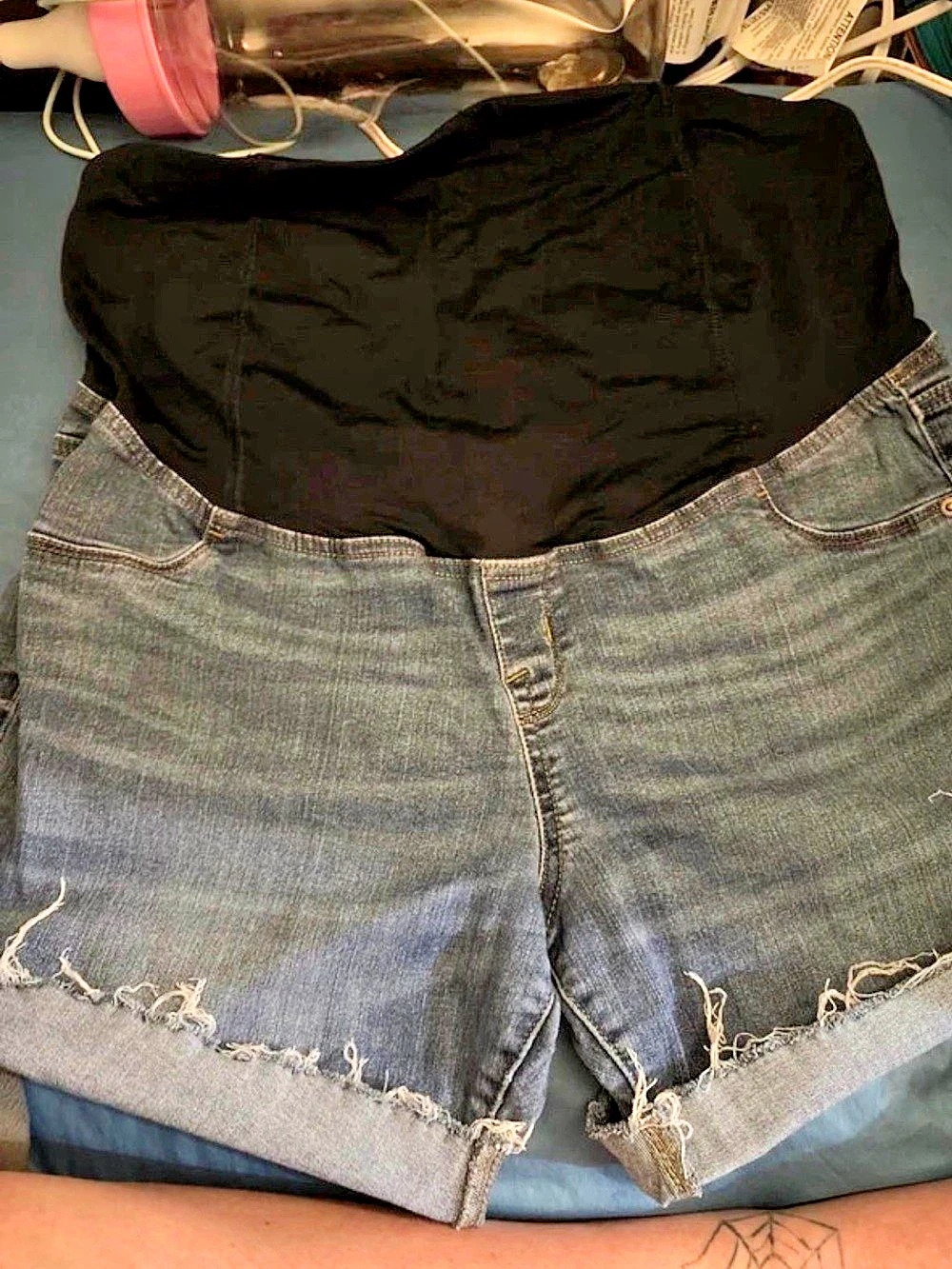 Denim Jean Shorts Blue & Black